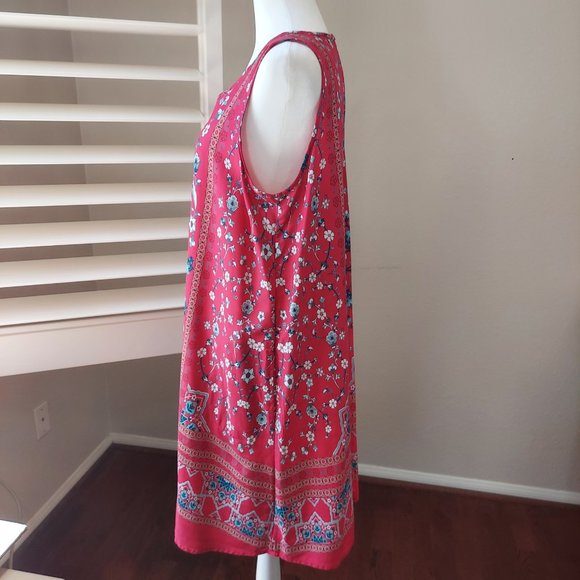 Aventura Stacia Dress Red Flower Print with Pockets Sz M - Picture 8 of 15